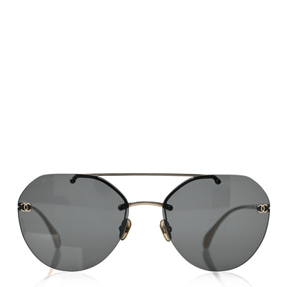 Chanel Titanium CC Pilot Aviator Sunglasses 4272-T Black Gold 2 of 8