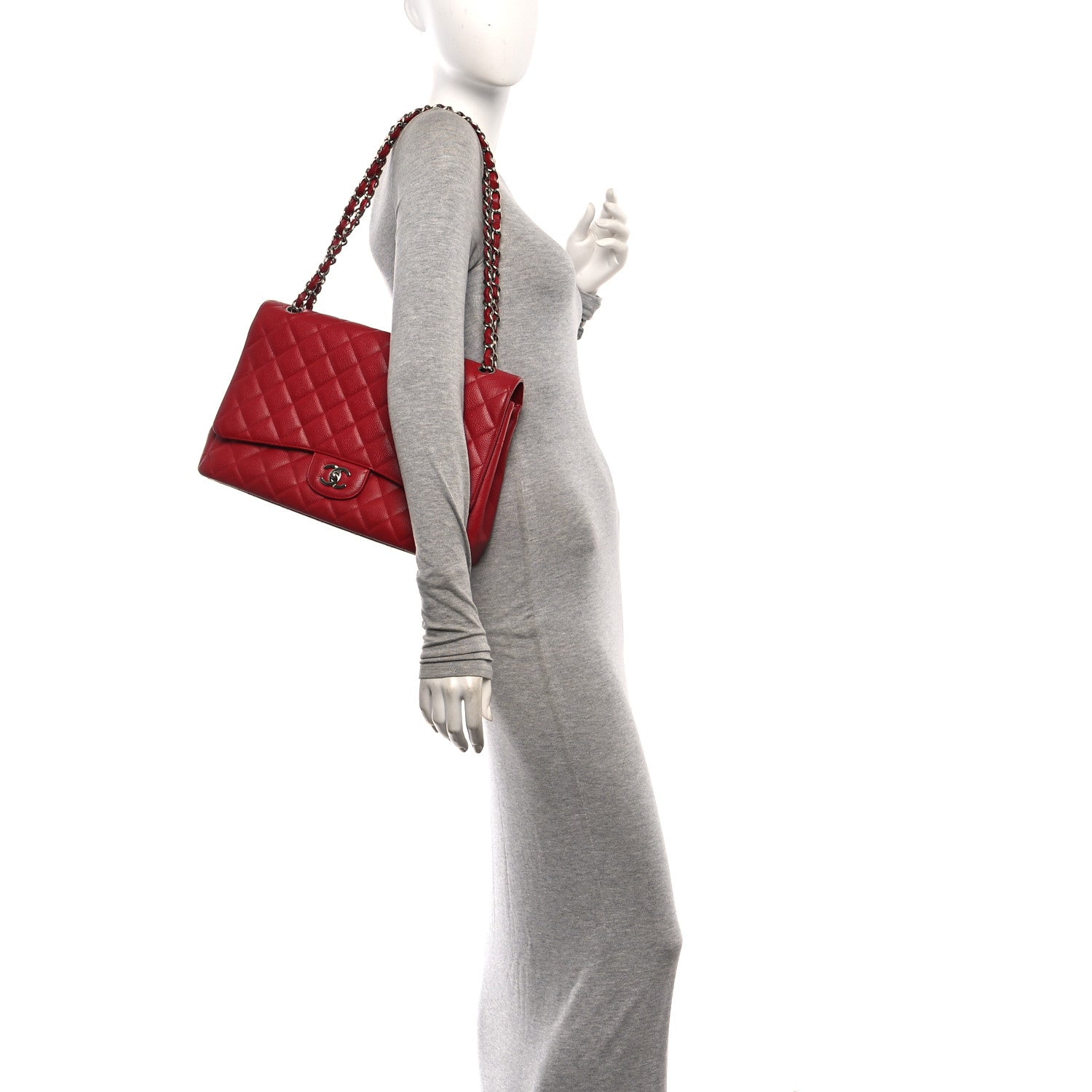 Chanel Caviar Quilted Maxi Single Flap Red 2 of 10