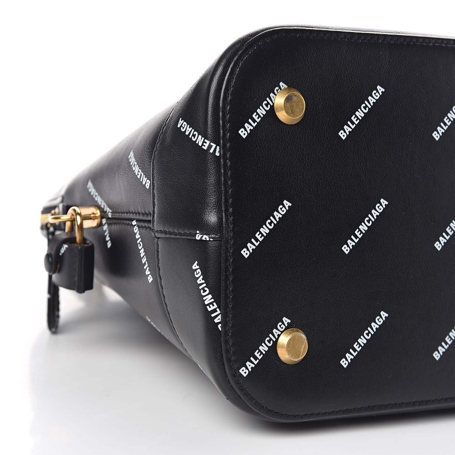 Balenciaga Calfskin Allover Logo M Ville Top Handle Bag Black 9 of 10