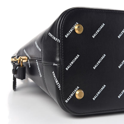 Balenciaga Calfskin Allover Logo M Ville Top Handle Bag Black 9 of 10