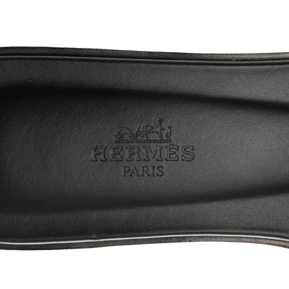 Hermes Box Calfskin Oran Sandals 37.5 Black 8 of 9