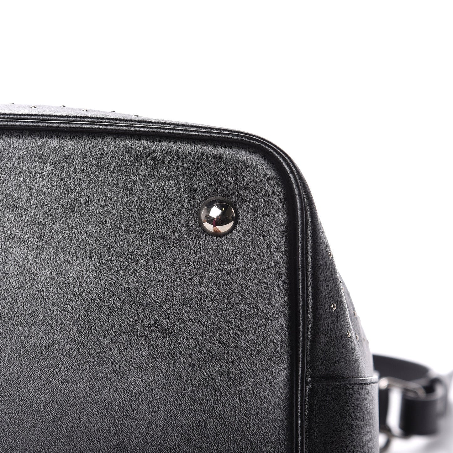 Calfskin Studded Medium Emmanuelle Bucket Bag Black