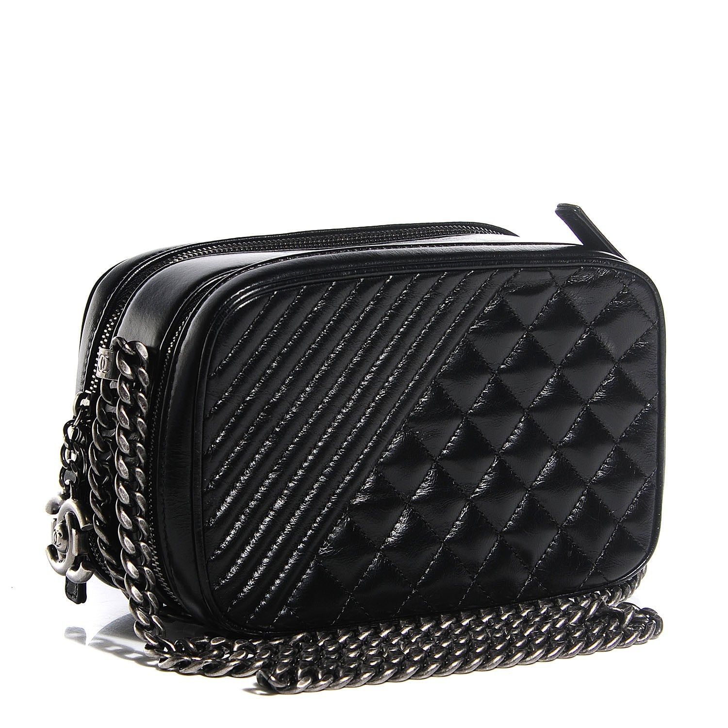 Chanel Glazed Calfskin Small Coco Boy Camera Case Black 3 of 7