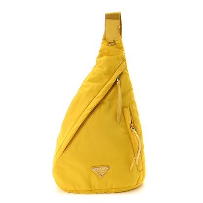 Prada Re-Nylon Vitello Metal Triangle Logo Sling Backpack Giallo 1 of 11