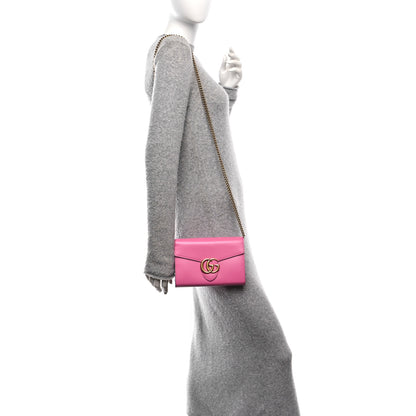 Gucci Smooth Calfskin GG Marmont Chain Wallet Pink Tropical Flower 2 of 11