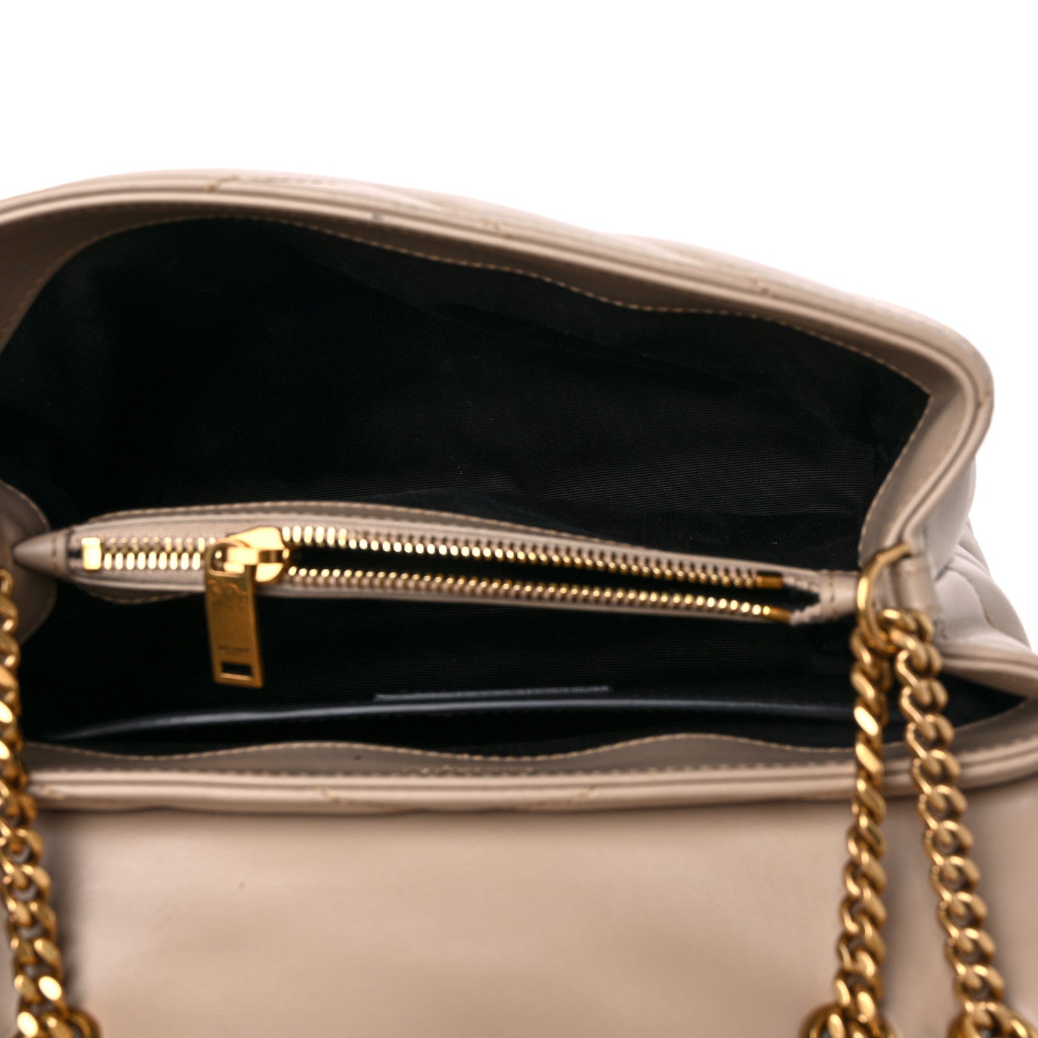Saint Laurent Calfskin Y Quilted Monogram Small Loulou Chain Satchel Dark Beige 5 of 12