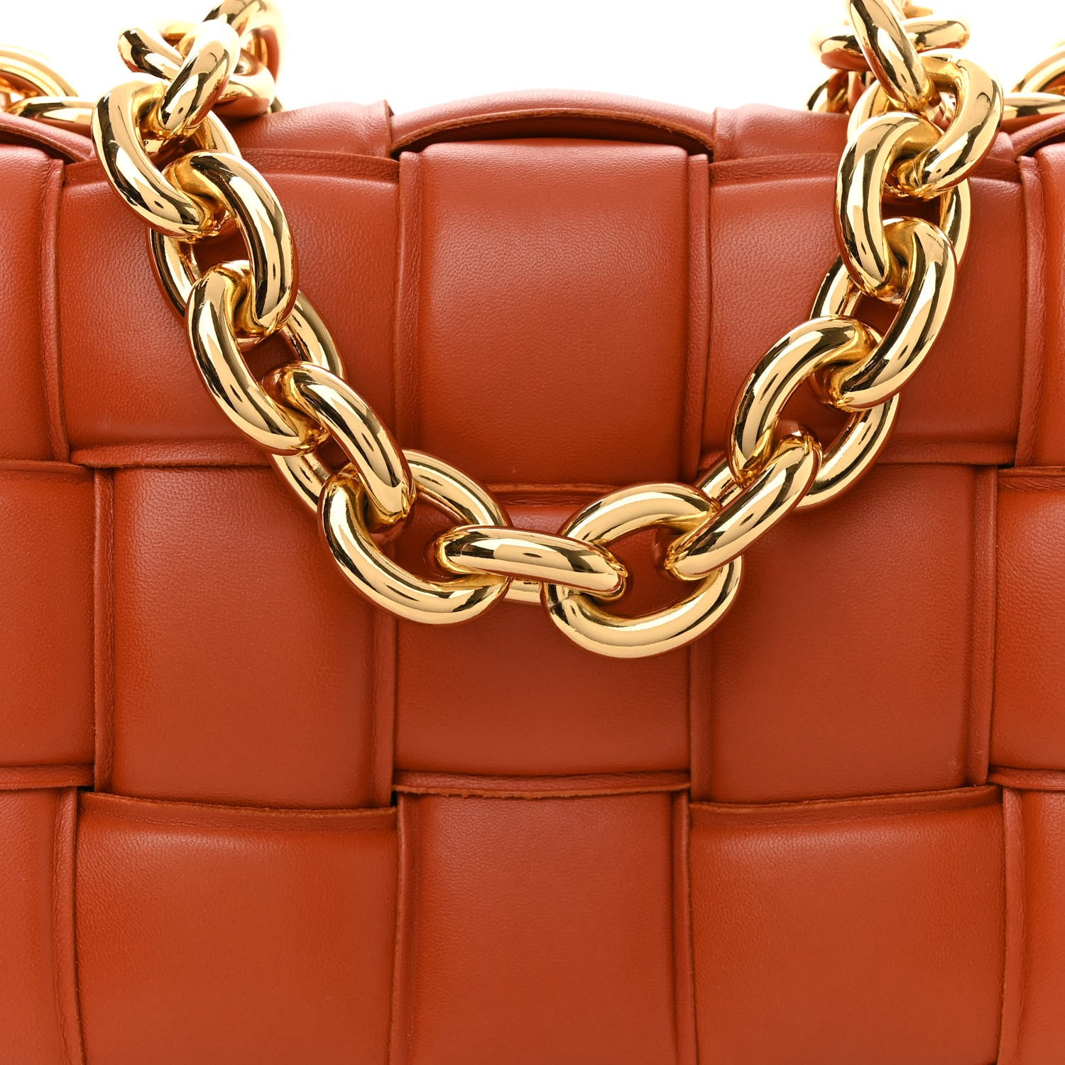 Bottega Veneta Lambskin Maxi Intreccio Padded Chain Cassette Crossbody Bag Maple 7 of 9