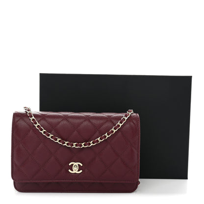 Chanel Caviar Quilted CC Turnlock Wallet On Chain WOC Burgundy 12 of 12