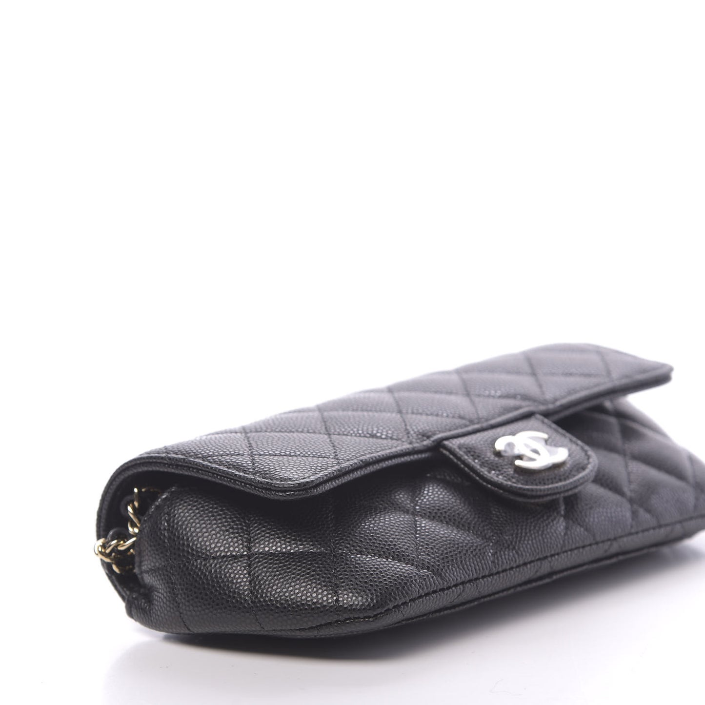 Caviar Quilted Glasses Case With Chain Black