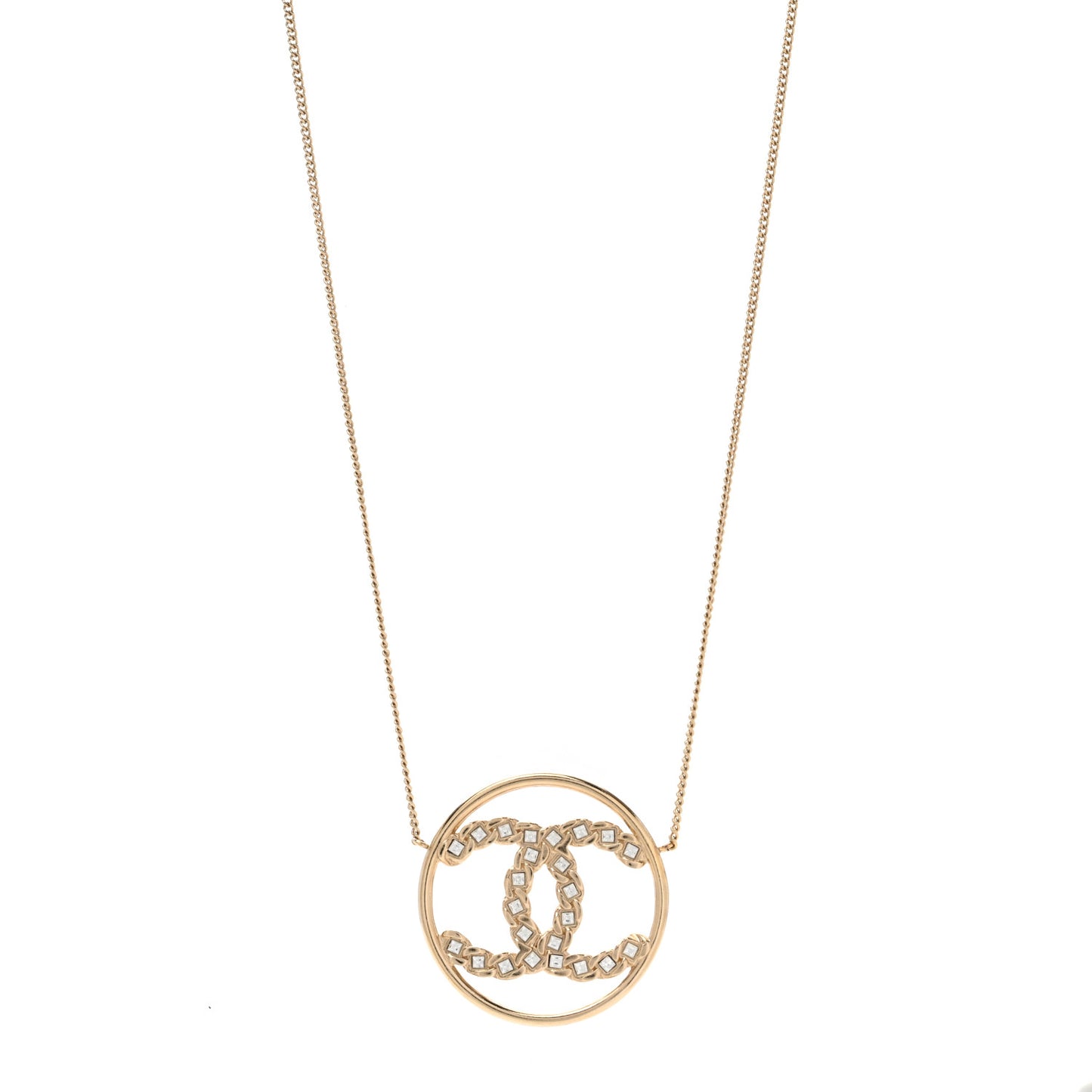 Baguette Crystal High Society CC Pendant Necklace Gold