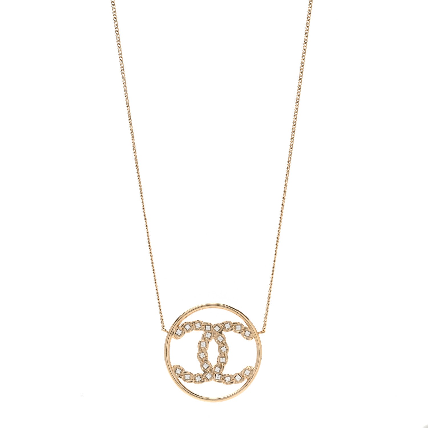 Chanel Baguette Crystal High Society CC Pendant Necklace Gold 1 of 4