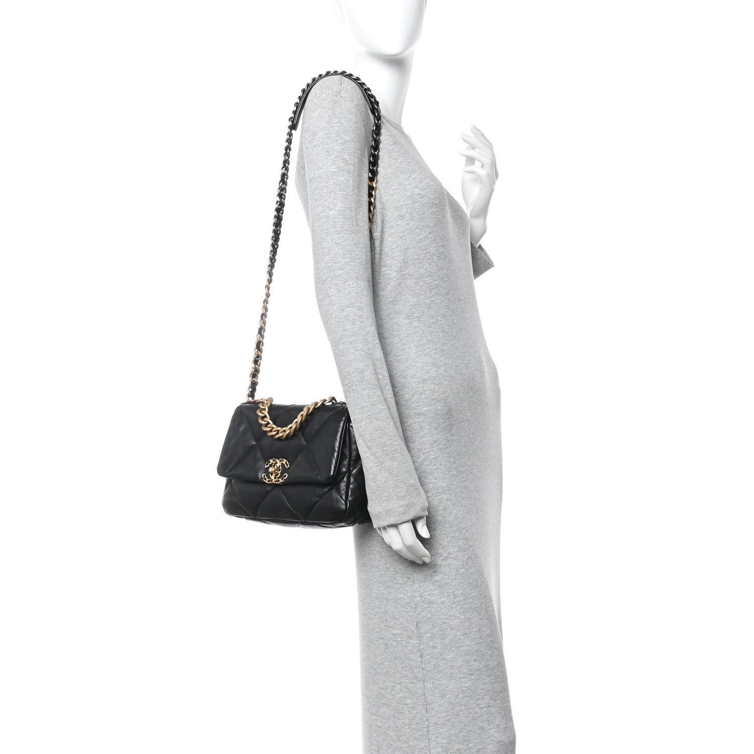 Chanel Lambskin Quilted Medium Chanel 19 Flap Black 2 of 10