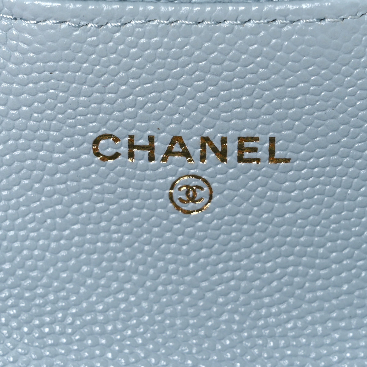 Caviar Quilted Flap Card Holder Wallet Light Blue