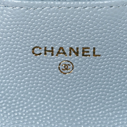 Chanel Caviar Quilted Flap Card Holder Wallet Light Blue 6 of 10