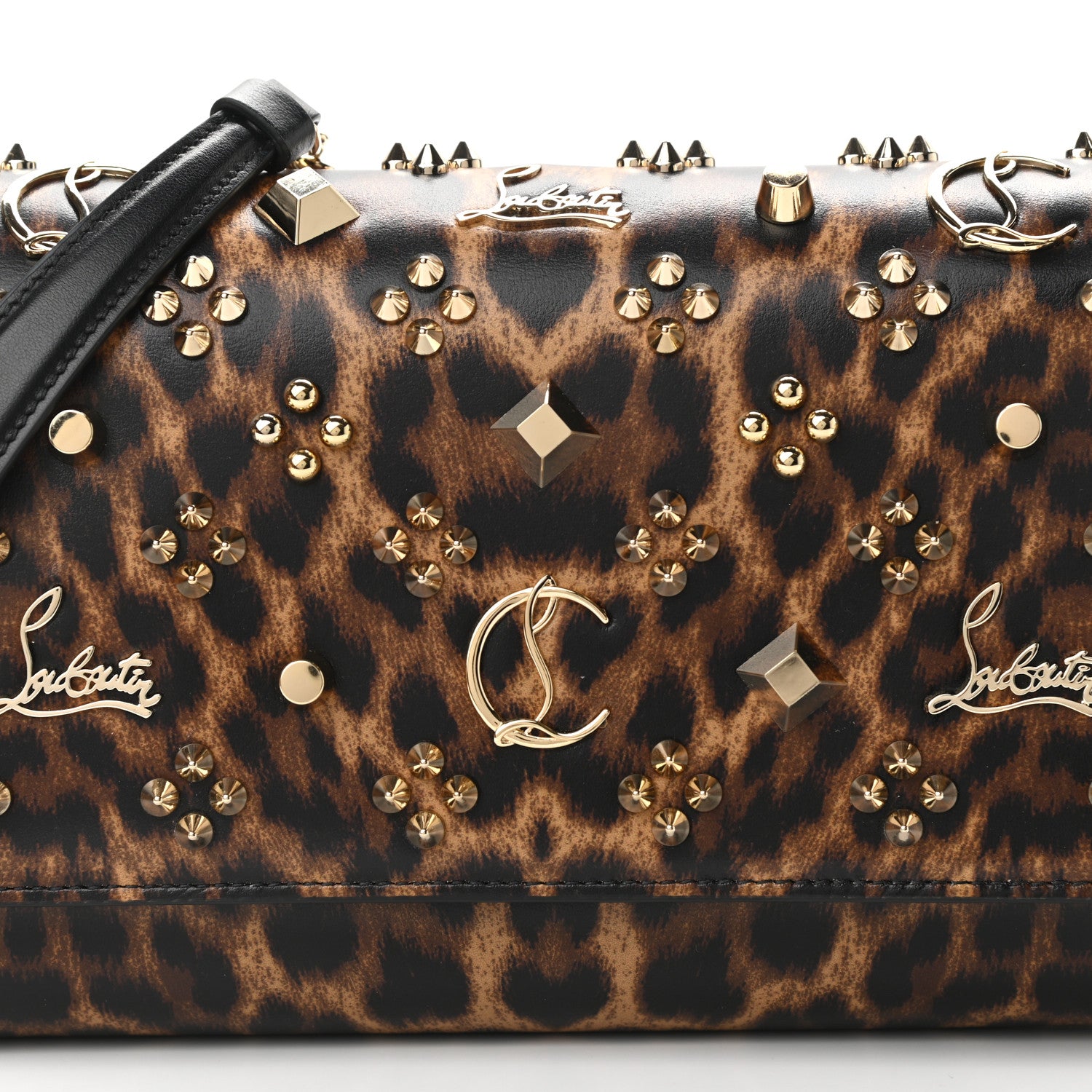 Christian Louboutin Patent Leopard Print Spikes Loubinthesky Paloma Clutch 8 of 11