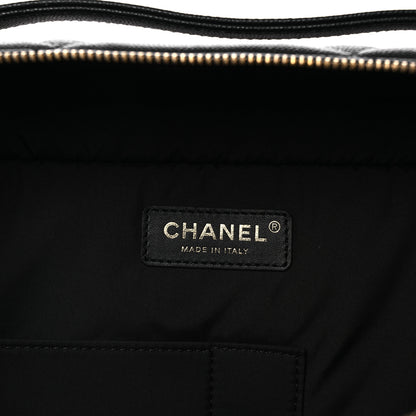 Chanel Shiny Grained Calfskin Quilted Large Travel Bowling Bag Black 6 of 12