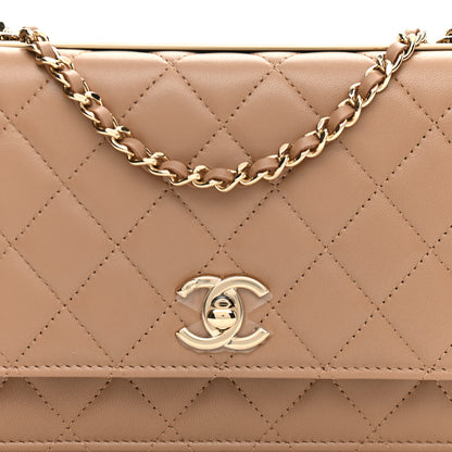 Chanel Lambskin Quilted Trendy CC Wallet On Chain WOC Beige 10 of 13