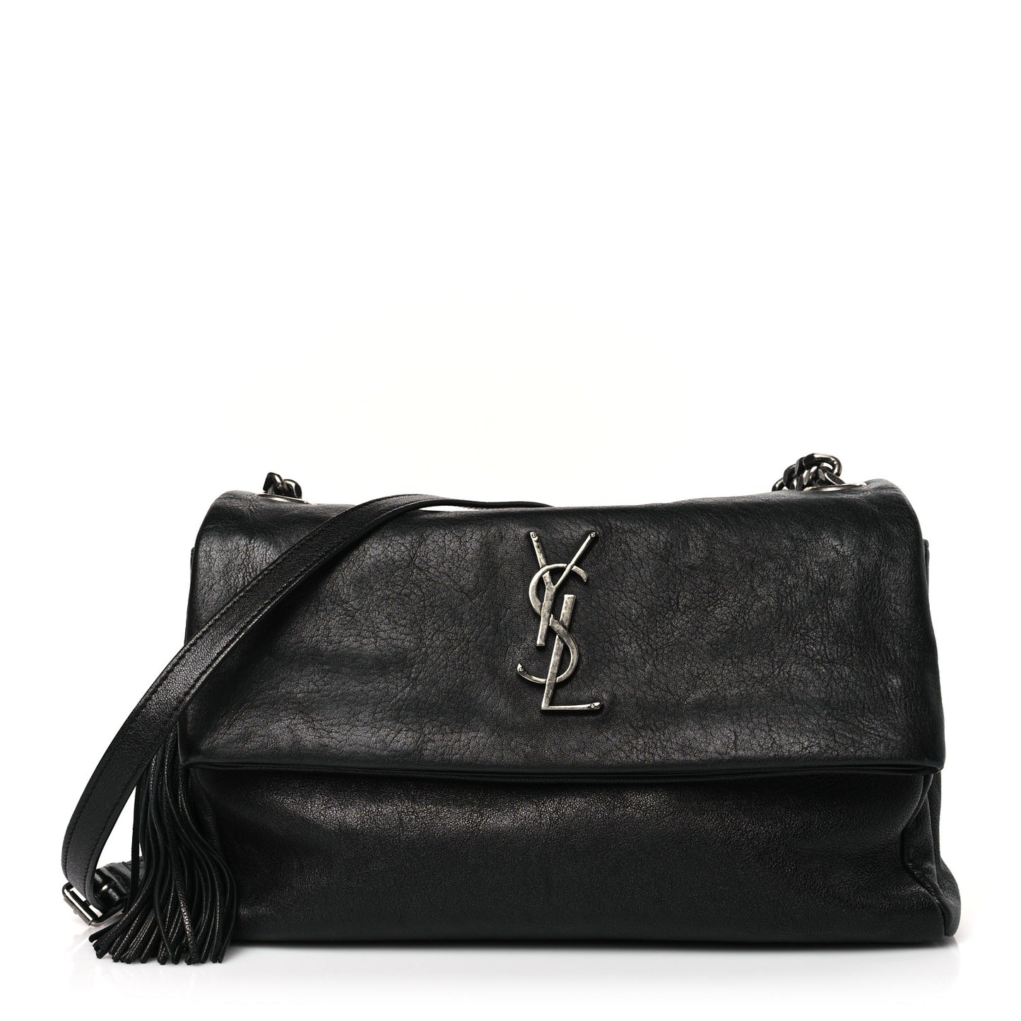 Sheepskin Medium West Hollywood Monogram Fold-Over Bag Black