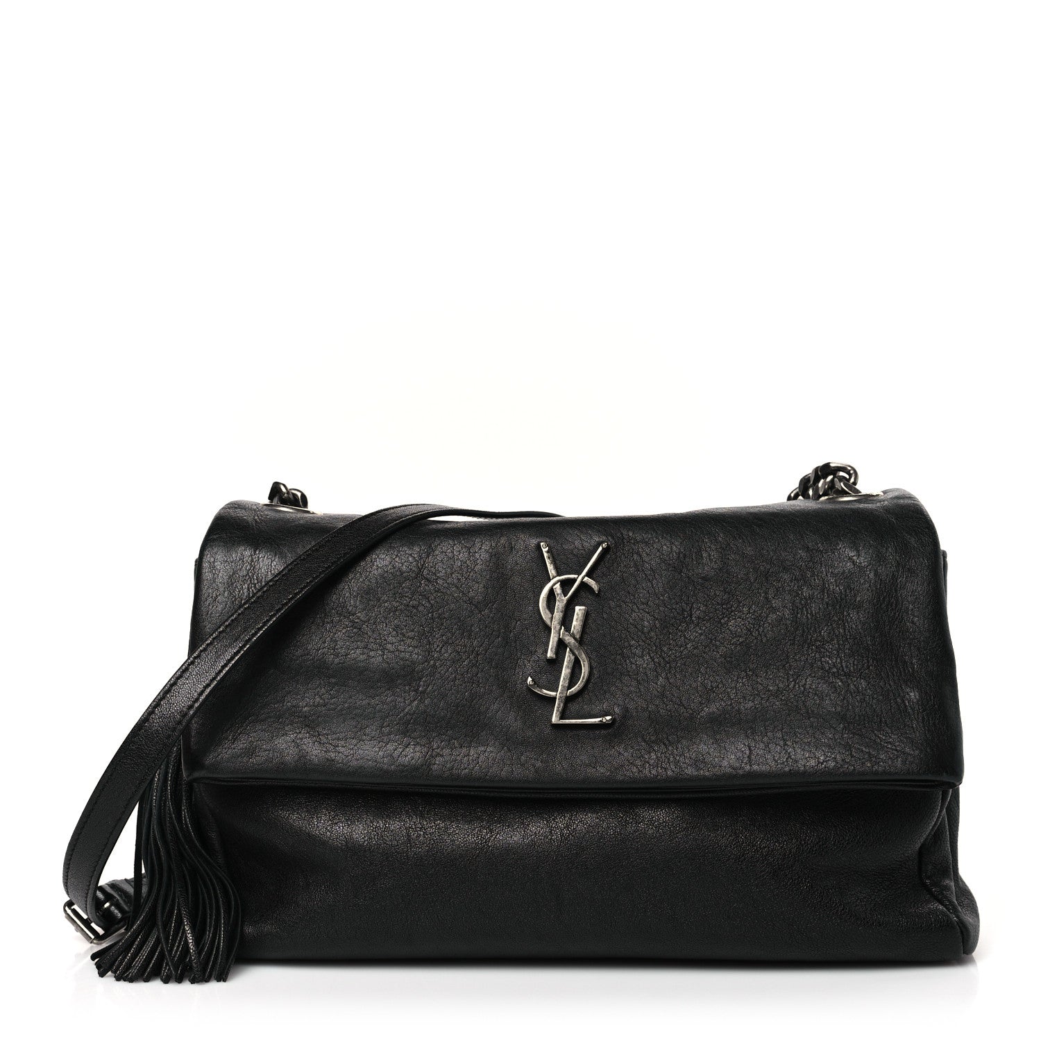 Saint Laurent Sheepskin Medium West Hollywood Monogram Fold-Over Bag Black 1 of 9