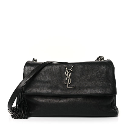 Saint Laurent Sheepskin Medium West Hollywood Monogram Fold-Over Bag Black 1 of 9