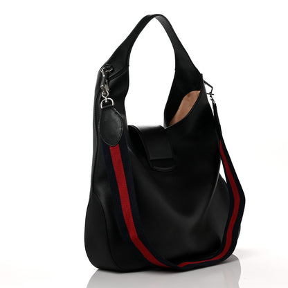 Gucci Calfskin Web Tiger Embroidered Large Dionysus Hobo Black 3 of 10