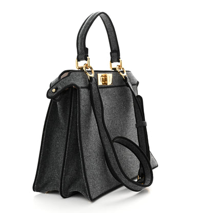 Fendi Melange Flannel Satin Threaded Edge Medium Peekaboo I SEE U Satchel Grigio Bois de Rose 3 of 18