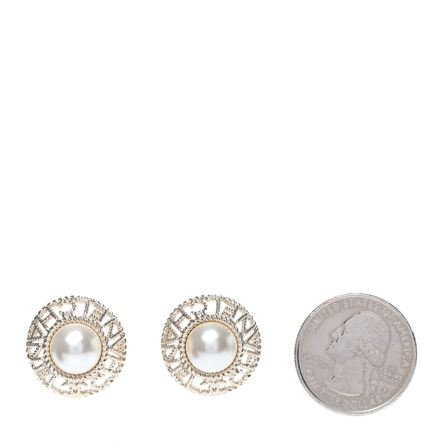Chanel Pearl CC Round Rope Logo Earrings Gold 2 of 5