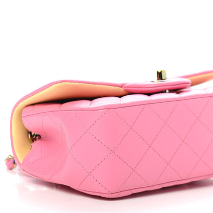 Chanel Lambskin Quilted Mini Rectangular Flap Pink Yellow 8 of 9
