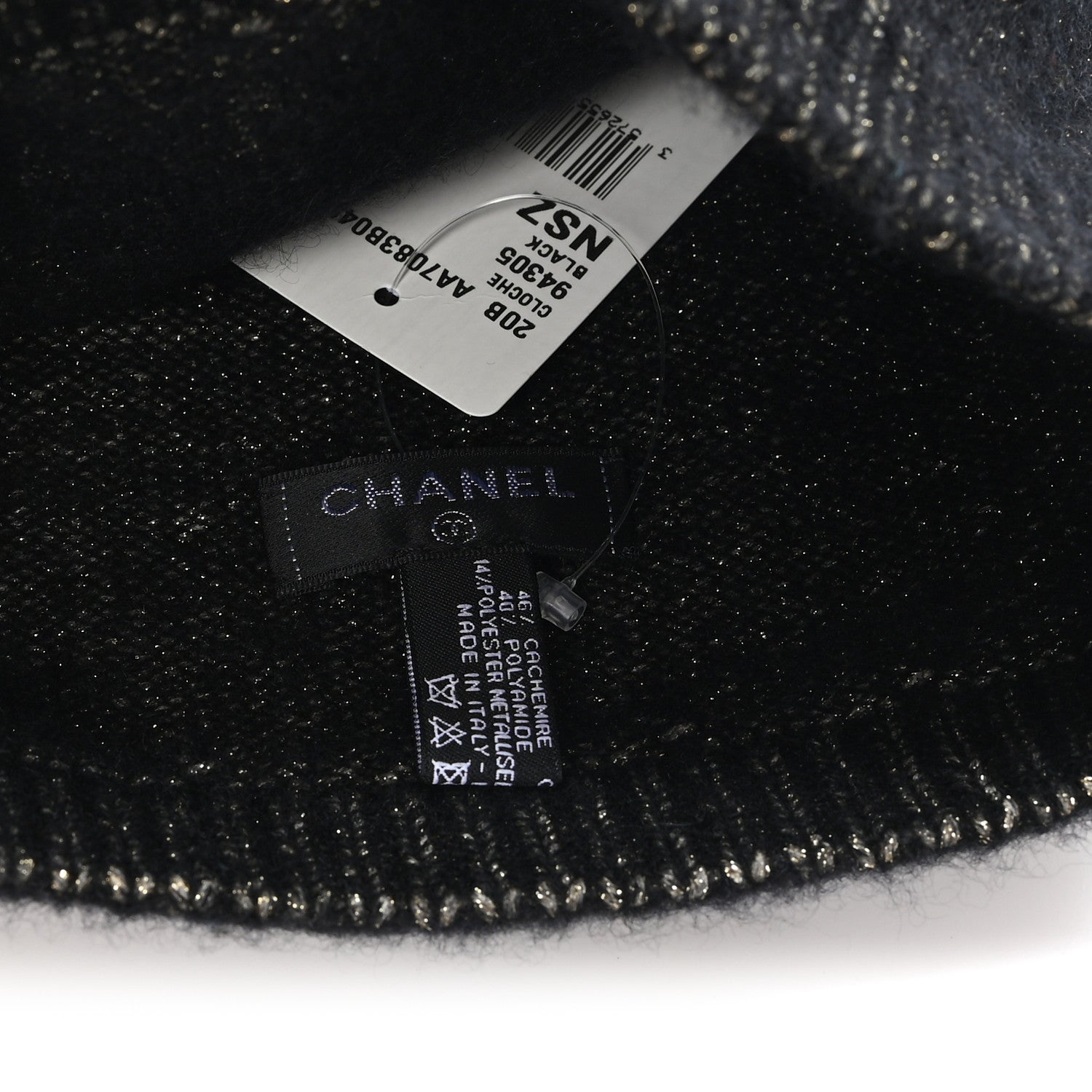 Chanel Cashmere Blend CC Beanie Hat Black 5 of 5