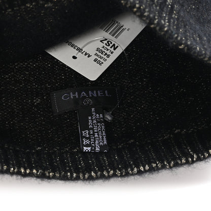 Chanel Cashmere Blend CC Beanie Hat Black 5 of 5