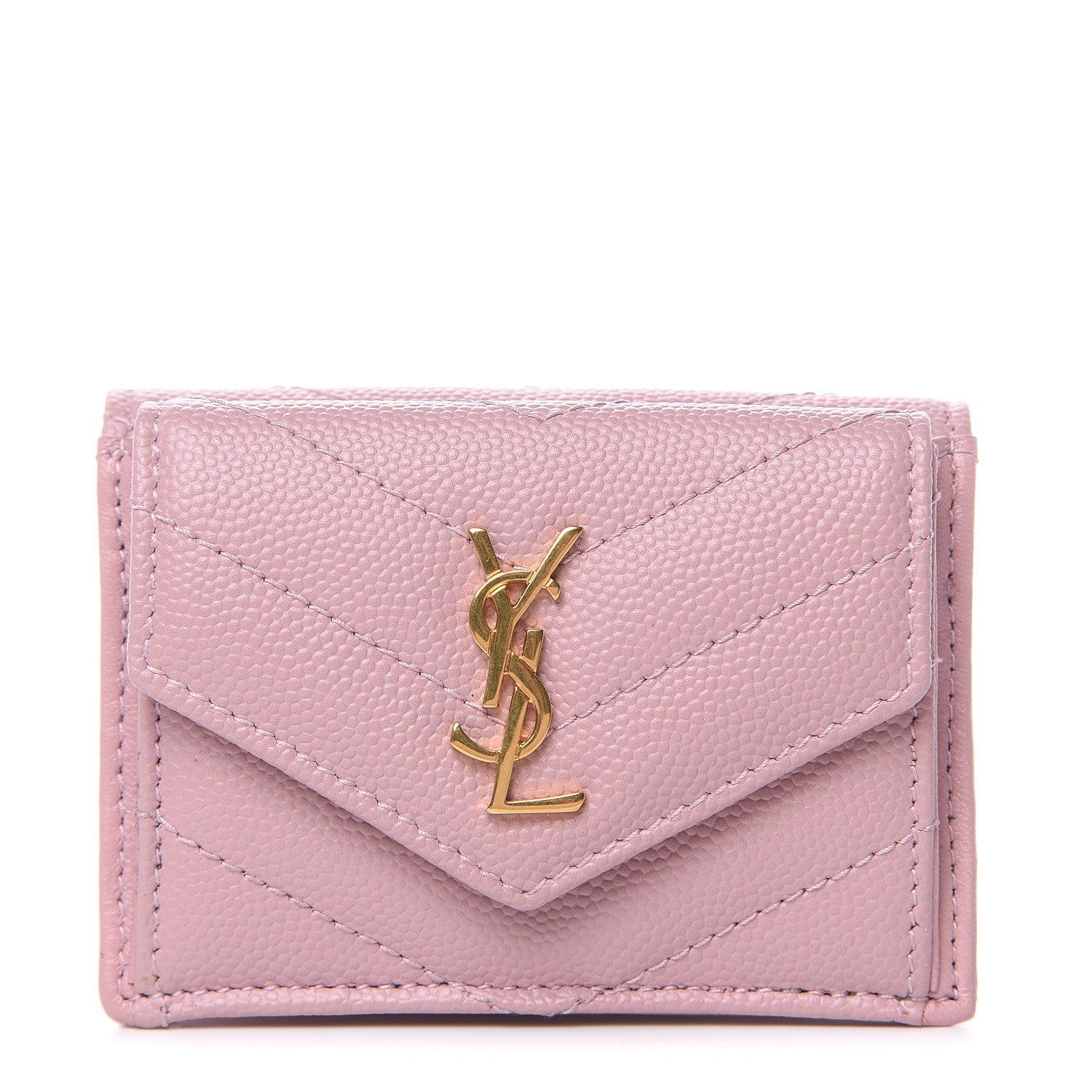 Saint Laurent Grain De Poudre Matelasse Chevron Monogram Tiny Wallet Tender Pink 1 of 6