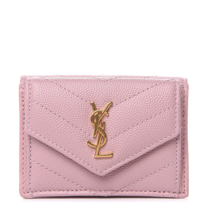 Saint Laurent Grain De Poudre Matelasse Chevron Monogram Tiny Wallet Tender Pink 1 of 6