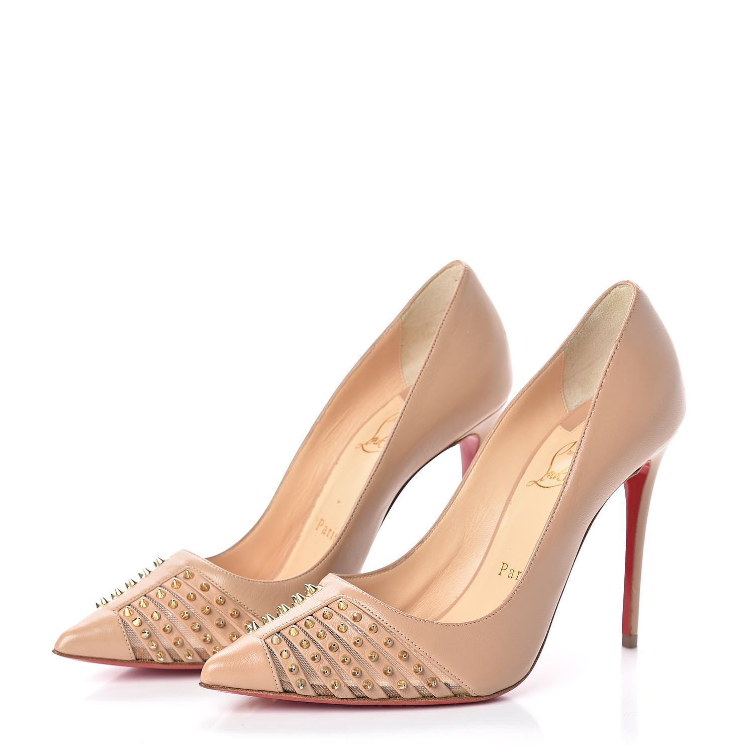 Christian Louboutin Kid Bareta 100 Pumps 36.5 Nude Light Gold 3 of 7