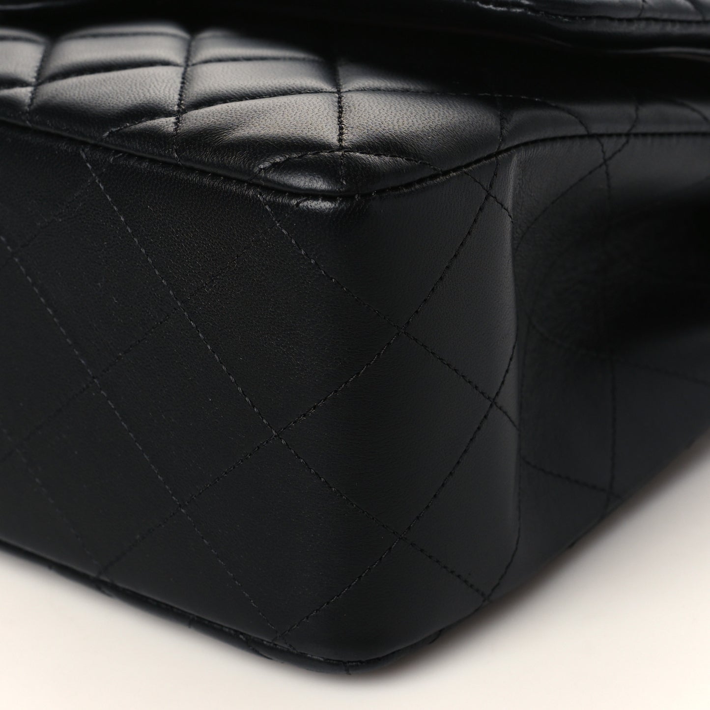 Lambskin Quilted Jumbo Double Flap Black