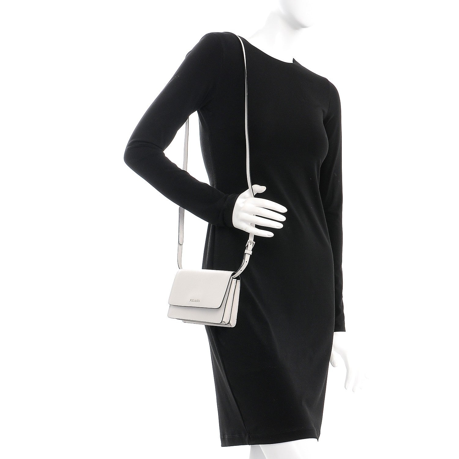 Prada Saffiano Lux Crossbody Bag Talco 2 of 7