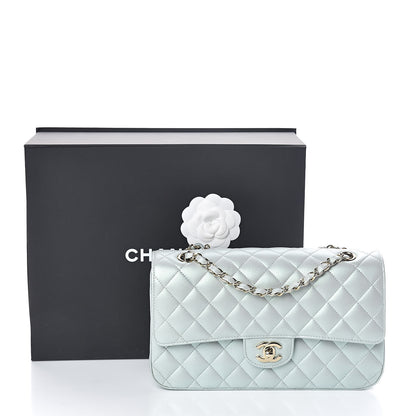 Chanel Iridescent Lambskin Quilted Medium Double Flap Light Blue 12 of 12