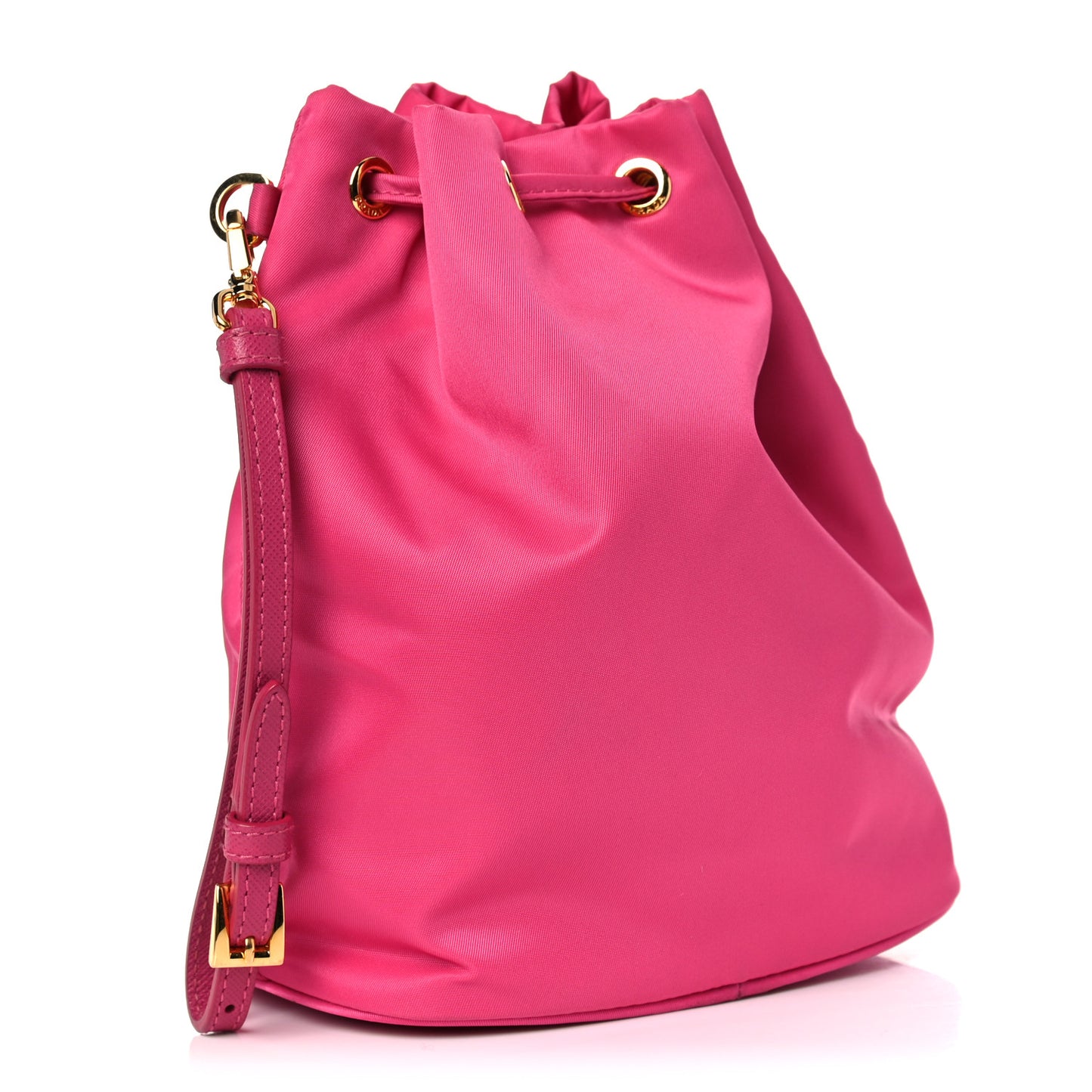 Saffiano Tessuto Nylon Vela Bucket Wristlet Ibisco