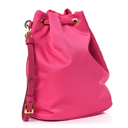 Prada Saffiano Tessuto Nylon Vela Bucket Wristlet Ibisco 3 of 9
