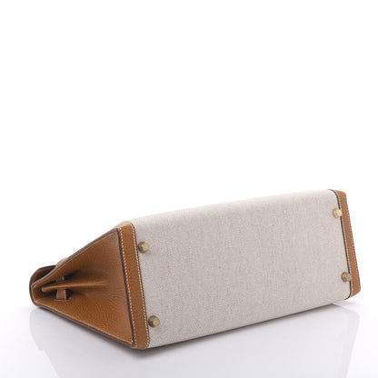 Hermes Peau Porc Toile Kelly Sellier 32 Gold 5 of 15