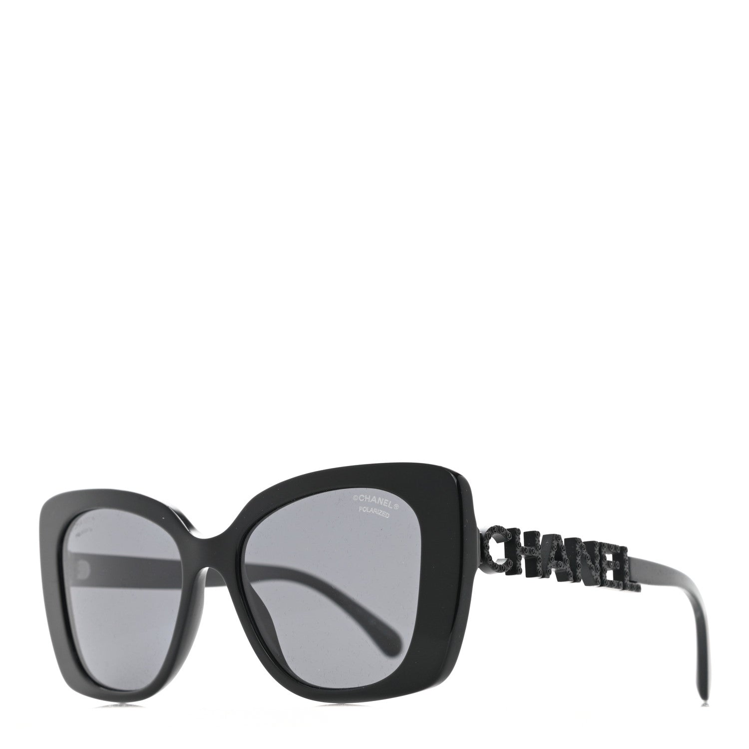 Chanel Acetate Strass Polarized Square Sunglasses 5422-B Black 1 of 8