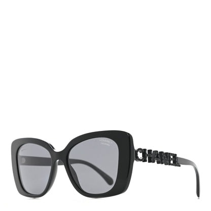 Chanel Acetate Strass Polarized Square Sunglasses 5422-B Black 1 of 8