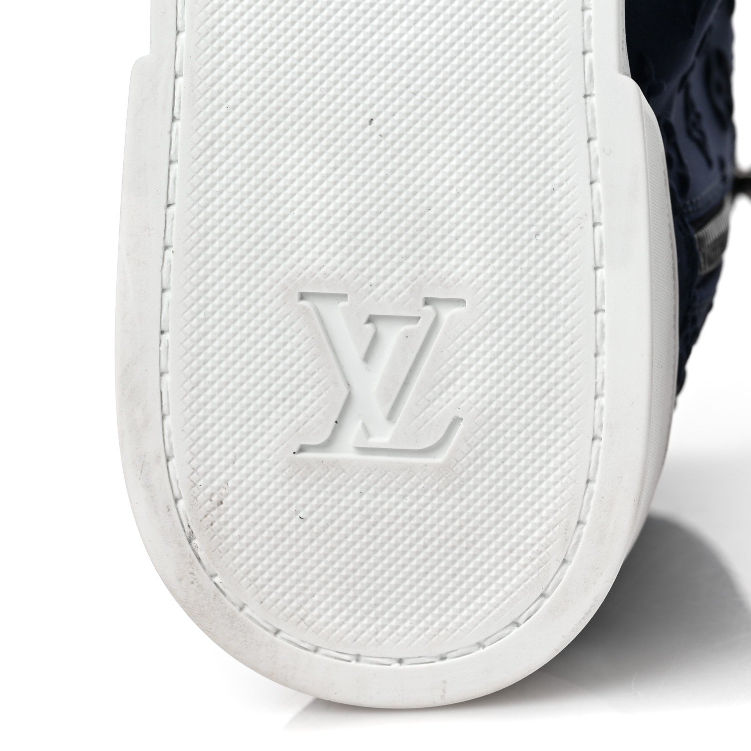 Louis Vuitton Neoprene Suede Embossed Monogram Stellar High Top Sneakers 38 Navy 6 of 7