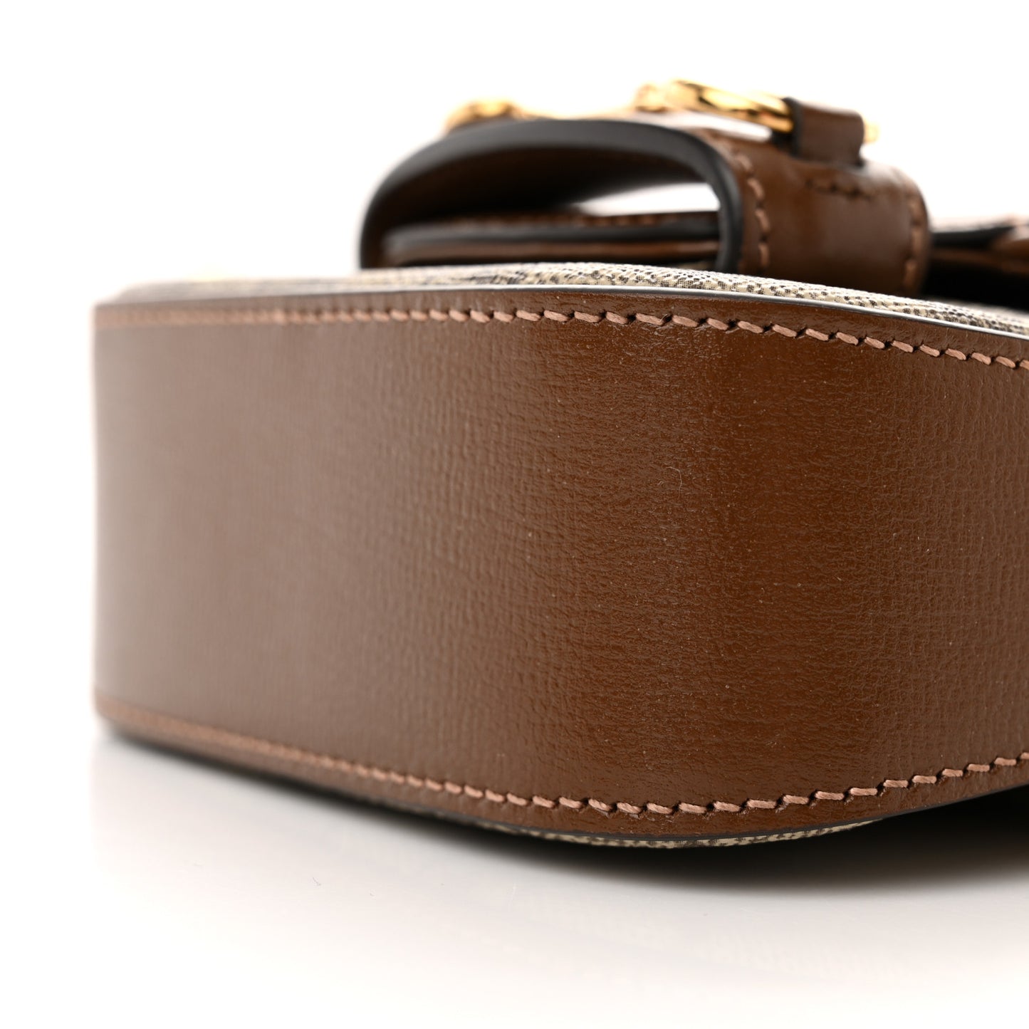 GG Supreme Monogram Azalea Calfskin Web Horsebit 1955 Wallet On Strap Beige Ebony Brown Sugar