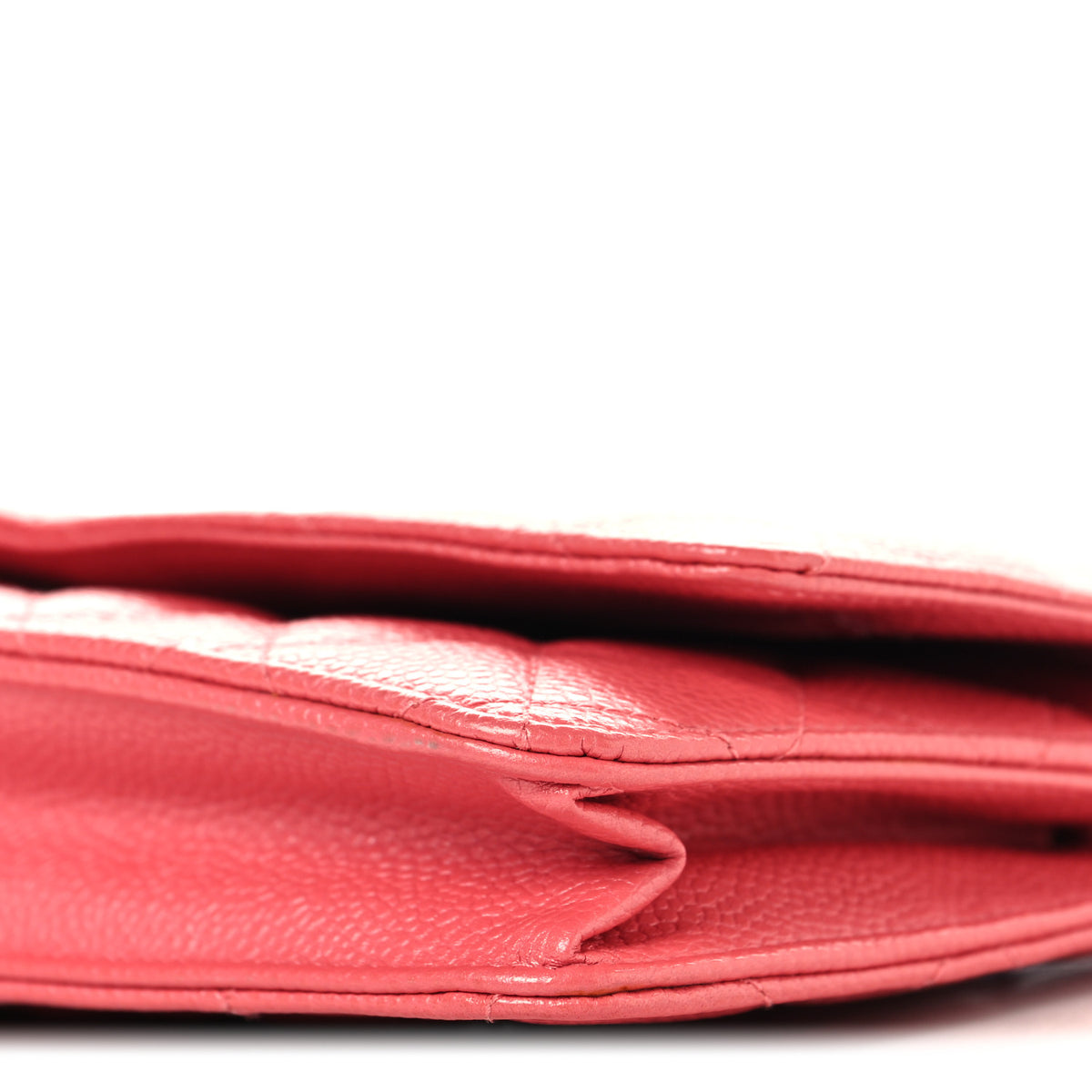 Iridescent Caviar Quilted Wallet on Chain WOC Rose Pink