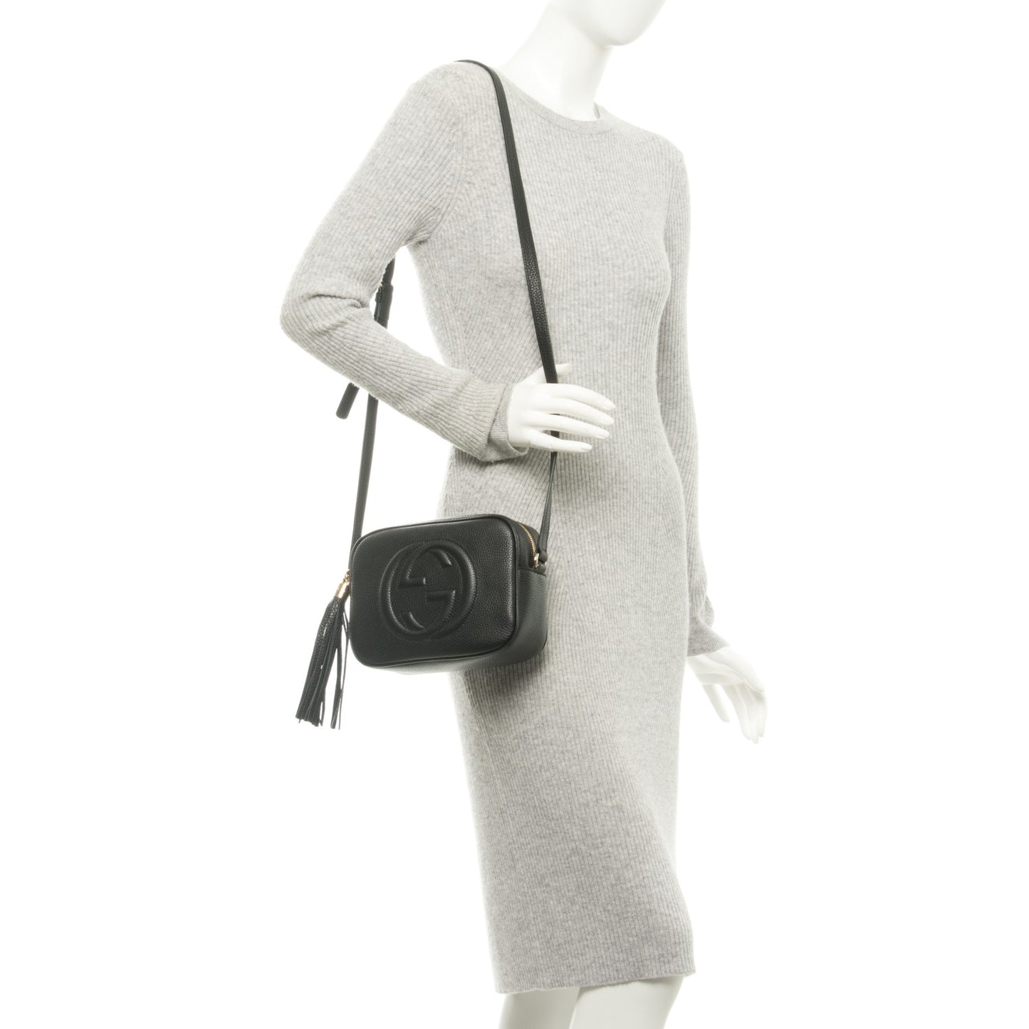 Pebbled Calfskin Small Soho Disco Bag Black