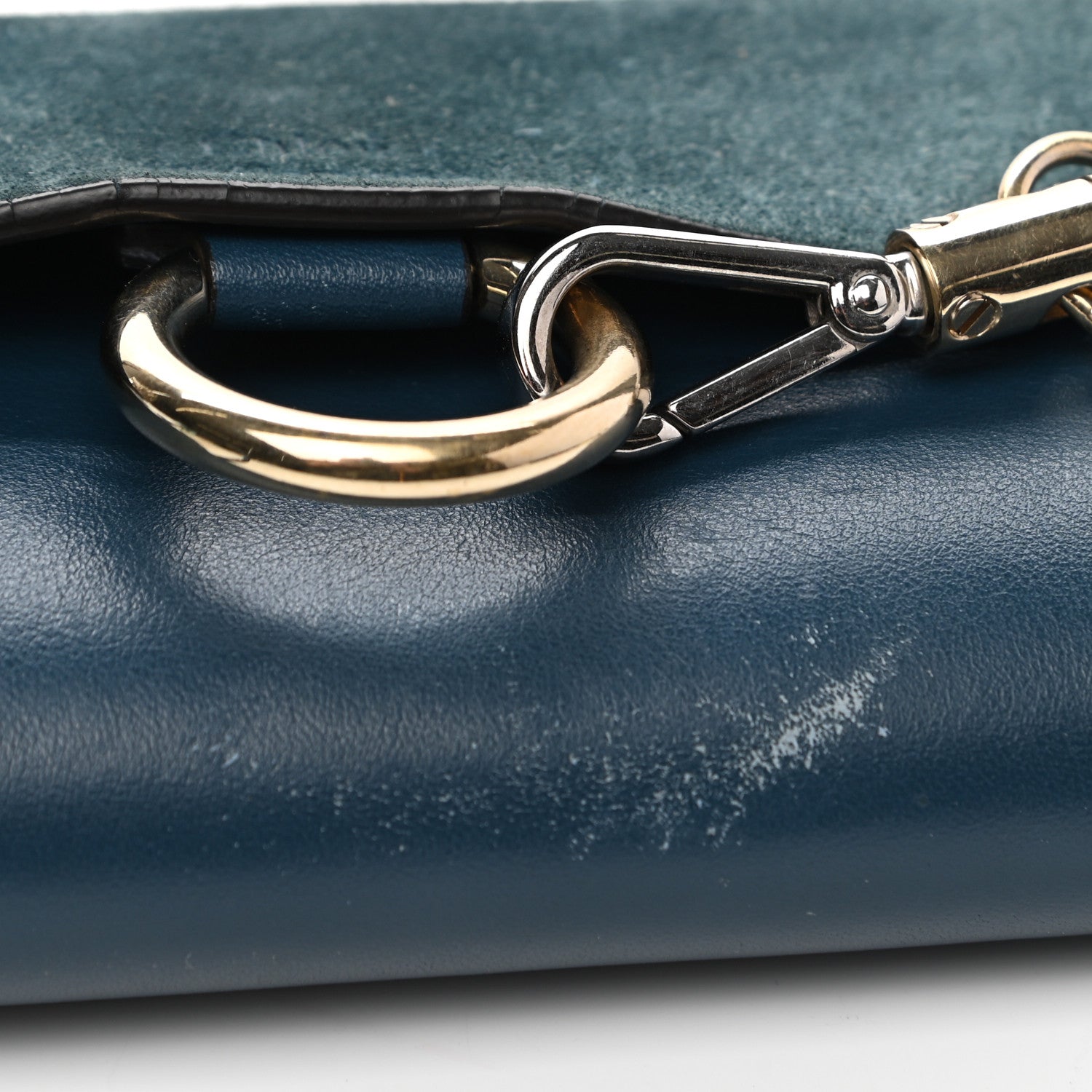 Chloe Suede Calfskin Mini Faye Shoulder Bag Majolica Blue 11 of 11