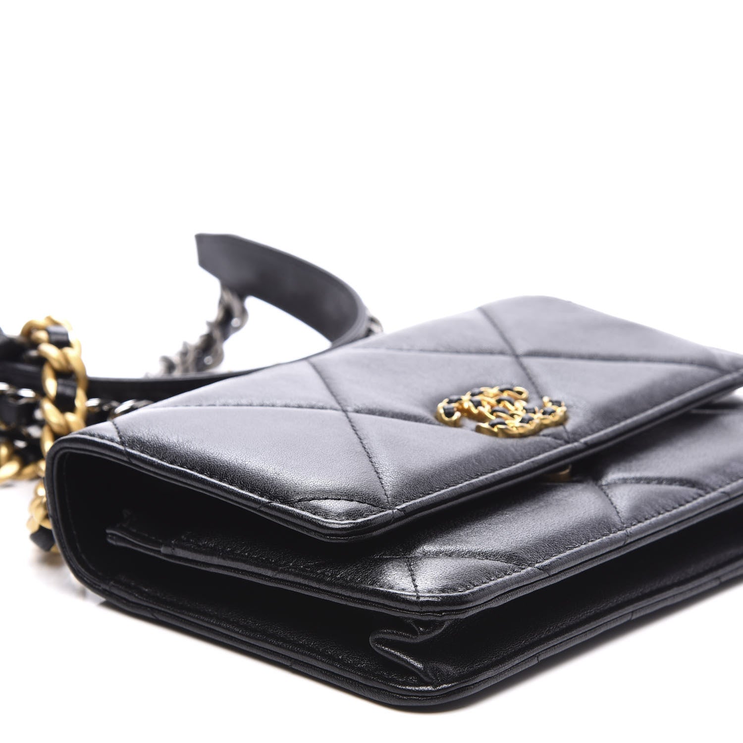 Chanel Lambskin Quilted 19 Wallet On Chain WOC Black 7 of 11