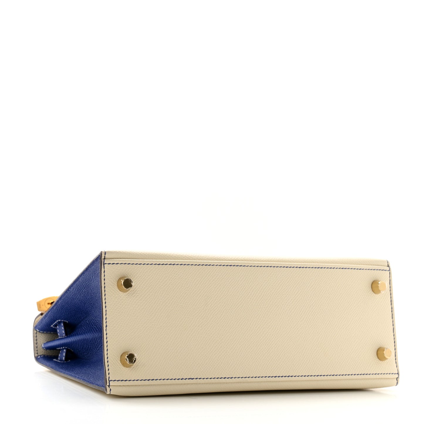Epsom Bi-Color Horseshoe Kelly Sellier 25 Craie Bleu Electrique