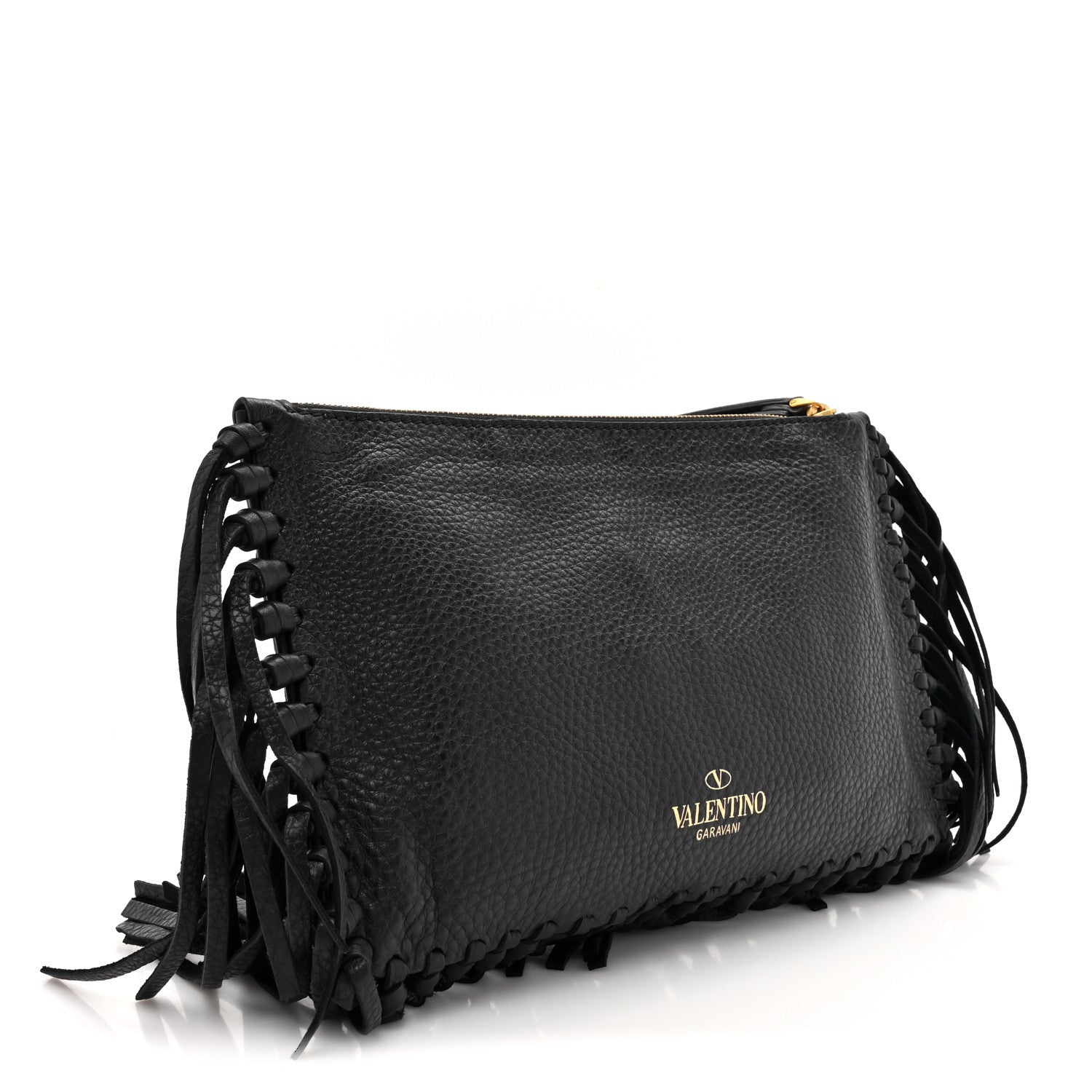 Valentino Garavani Calfskin Rockee Fringe Clutch Black 3 of 9