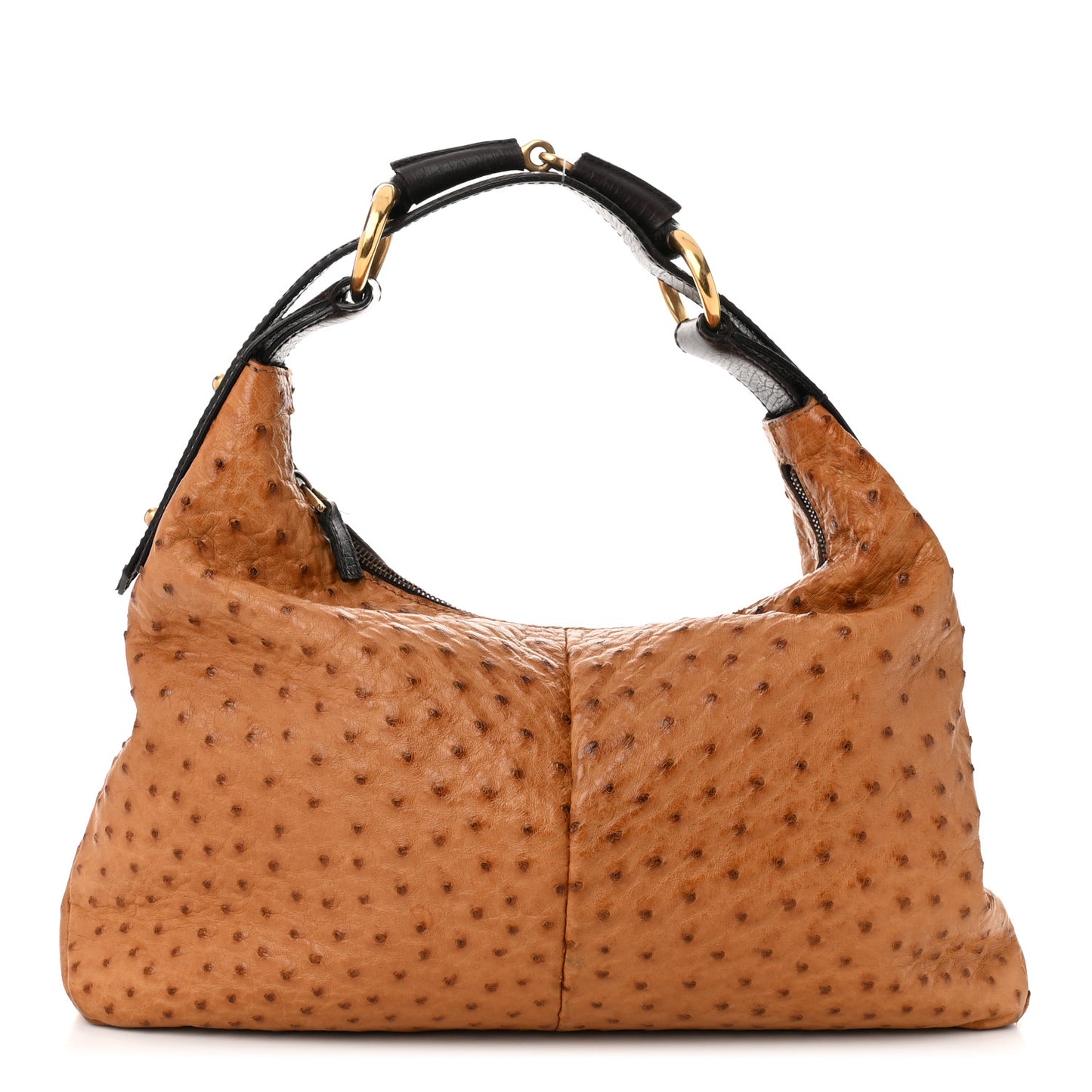 Ostrich Medium Horsebit Chain Hobo Brown
